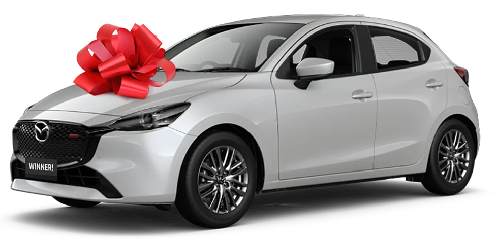 Mazda 2 with red bow - WINNER!